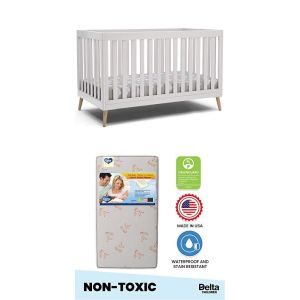 Delta Children Essex – Cuna convertible 4 en 1 para bebé, color blanco bianca con patas naturalesTwinkle Stars Limited Fiber Core cuna y colchón Delta Children Essex – Cuna convertible 4 en 1 para bebé, color blanco bianca con patas naturalesTwinkle Stars Limited Fiber Core cuna y colchón