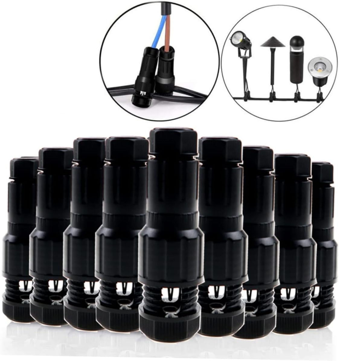 DOITOOL 4 unids Conector de cable Conectores eléctricos de bajo voltaje Luces de paisaje de bajo voltaje Conectores de cable de iluminación de
