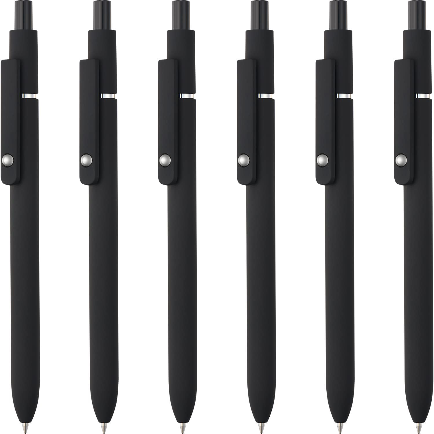 LINFANC Paquete de 6 bolígrafos de gel, bolígrafos de tinta negra, bolígrafos de escritura suave de punta fina, bolígrafos lindos de tacto suave,