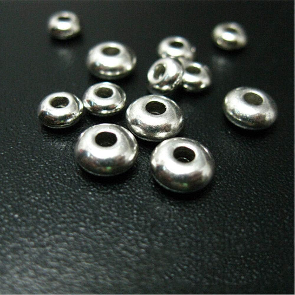 200 piezas redondas de plata de acero inoxidable espaciador cuentas DIY joyería hallazgos