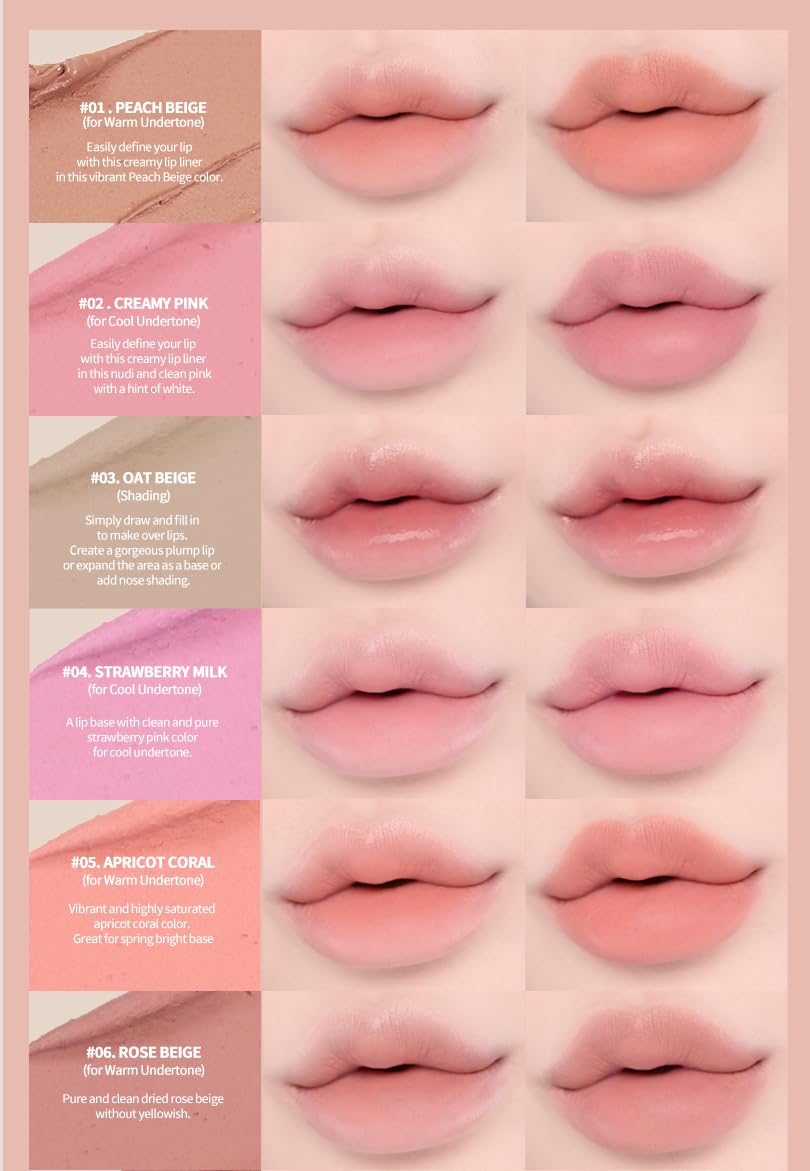 Heart Percent Dote On Mood Lápiz labial, lápiz labial cremoso de larga duración, delineador de color liso, lápiz labial retráctil 0.03 oz, 06. Color