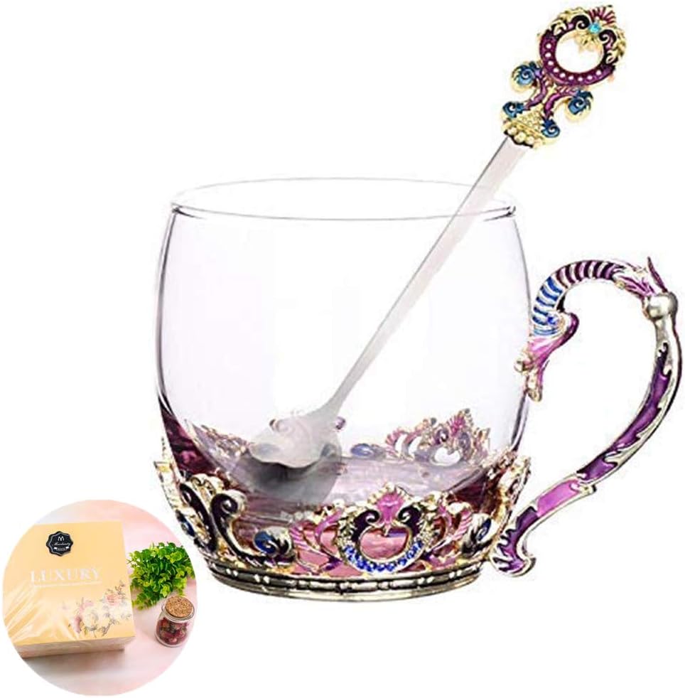 Taza de té, regalos para el día de la madre, tazas de café, taza de té de cristal soplado a mano, ideas únicas de regalo de cumpleaños