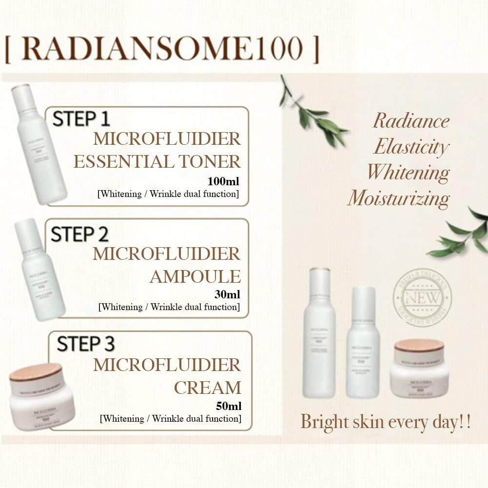 INCELLDERM Radiansome 100 tóner esencial microfluidizador, iluminador, mejora de arrugas, antienvejecimiento, tóner hidratante, 3.38 onzas líquidas.