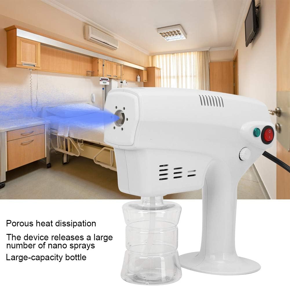 Pulverizador eléctrico, pistola pulverizadora eléctrica, nano atomizador recargable de mano, nano rociador ajustable, luz azul, 1200 W, 10.1 fl oz,