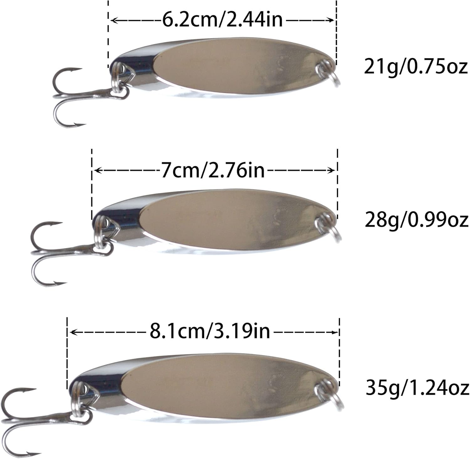 Juego de 5 cucharas de señuelo de pesca, anzuelos de pesca para lubina, trucha, kit de señuelos de aleación de zinc, cucharas de lentejuelas, cebos