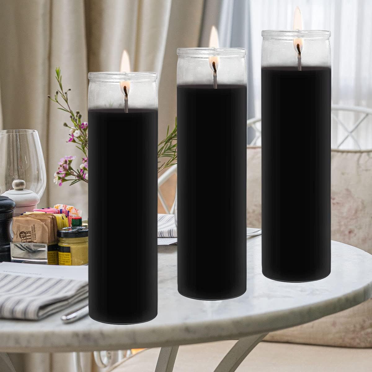 JHENG Vela de cristal de oración devocional de 7 días sin perfume, velas de cera prémium de 2 x 8 pulgadas, ideal para santuario, vigilias,