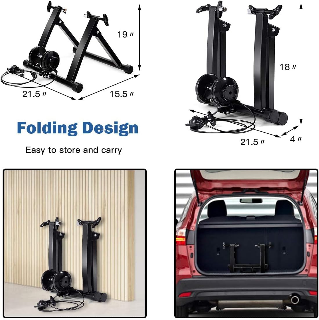 Soporte de entrenamiento de bicicleta, soporte de bicicleta estacionario para montar en interiores, soporte magnético de acero para ruedas de 26 a