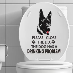 Divertidas calcomanías para tapa de inodoro de pastor alemán, extraíble, impermeable, vinilo para asiento de inodoro, cierra la tapa, el perro tiene Divertidas calcomanías para tapa de inodoro de pastor alemán, extraíble, impermeable, vinilo para asiento de inodoro, cierra la tapa, el perro tiene
