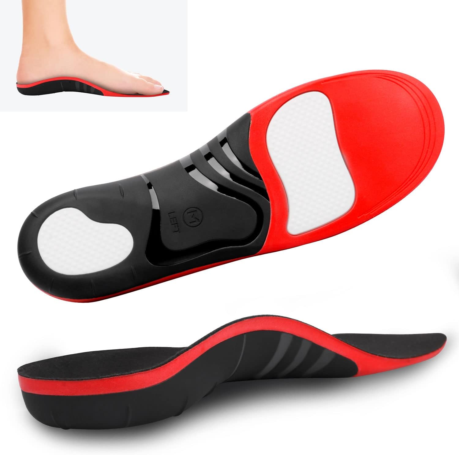 RooRuns – Plantillas para fascitis plantar, más de 280 libras, soporte de arco alto, pies planos, plantillas ortopédicas suaves para aliviar el