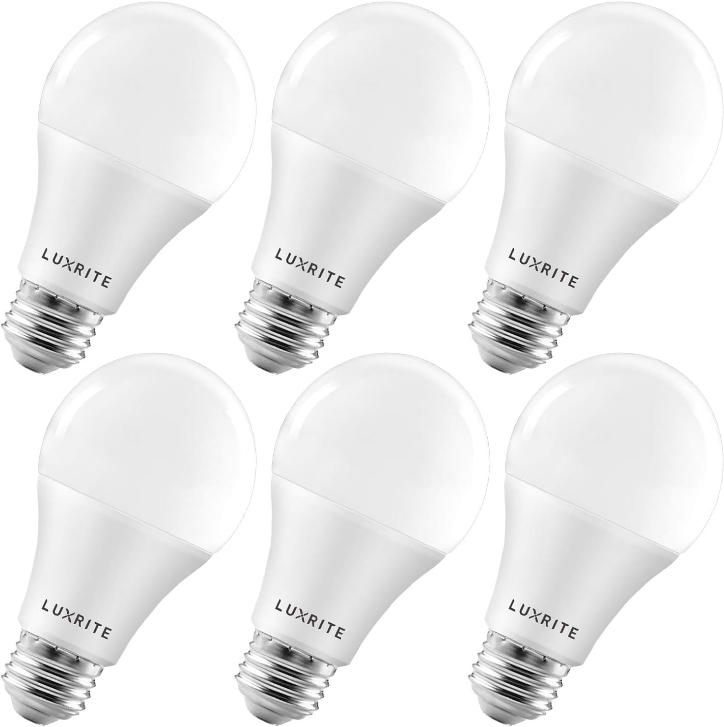 LUXRITE Bombillas LED A19 100 vatios equivalentes a regulables, 3000 K blanco suave, 1600 lúmenes, clasificación de accesorio cerrado, bombillas LED