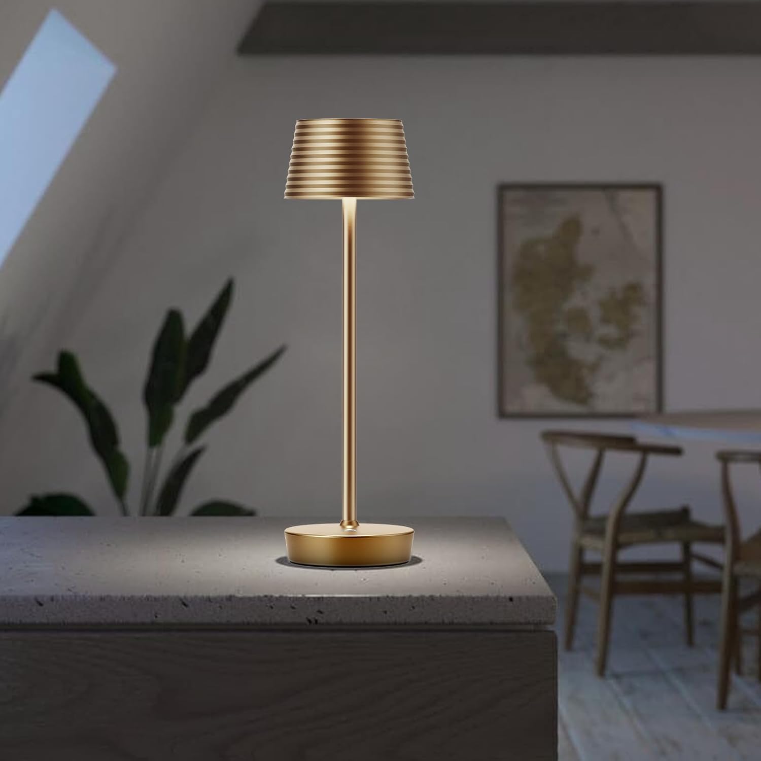 SAKRINGT Lámparas de mesa inalámbricas recargables, luz LED de mesa para exteriores, funciona con batería de 6000 mAh, 3 colores de temperatura,