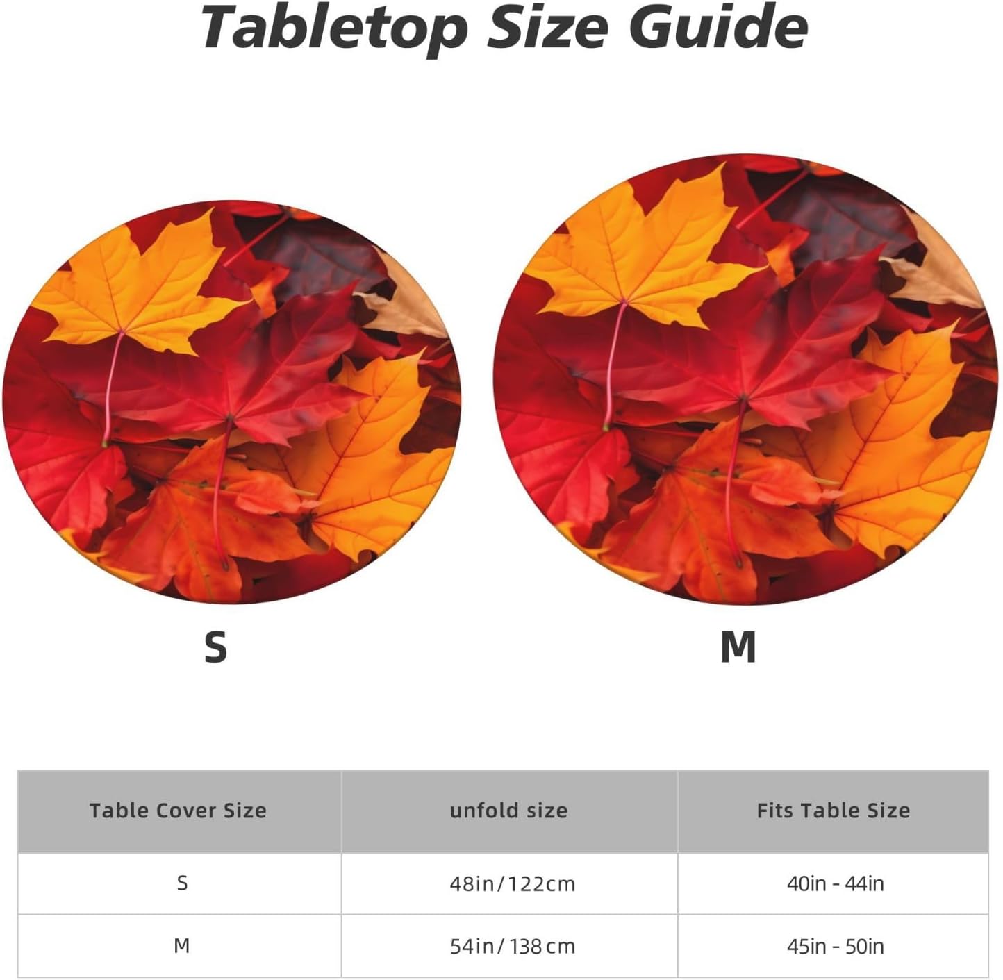 hsbolediy Mantel redondo de hojas de otoño (54 pulgadas para mesa de 45 a 50 pulgadas), mantel ajustable con borde elástico para exteriores,