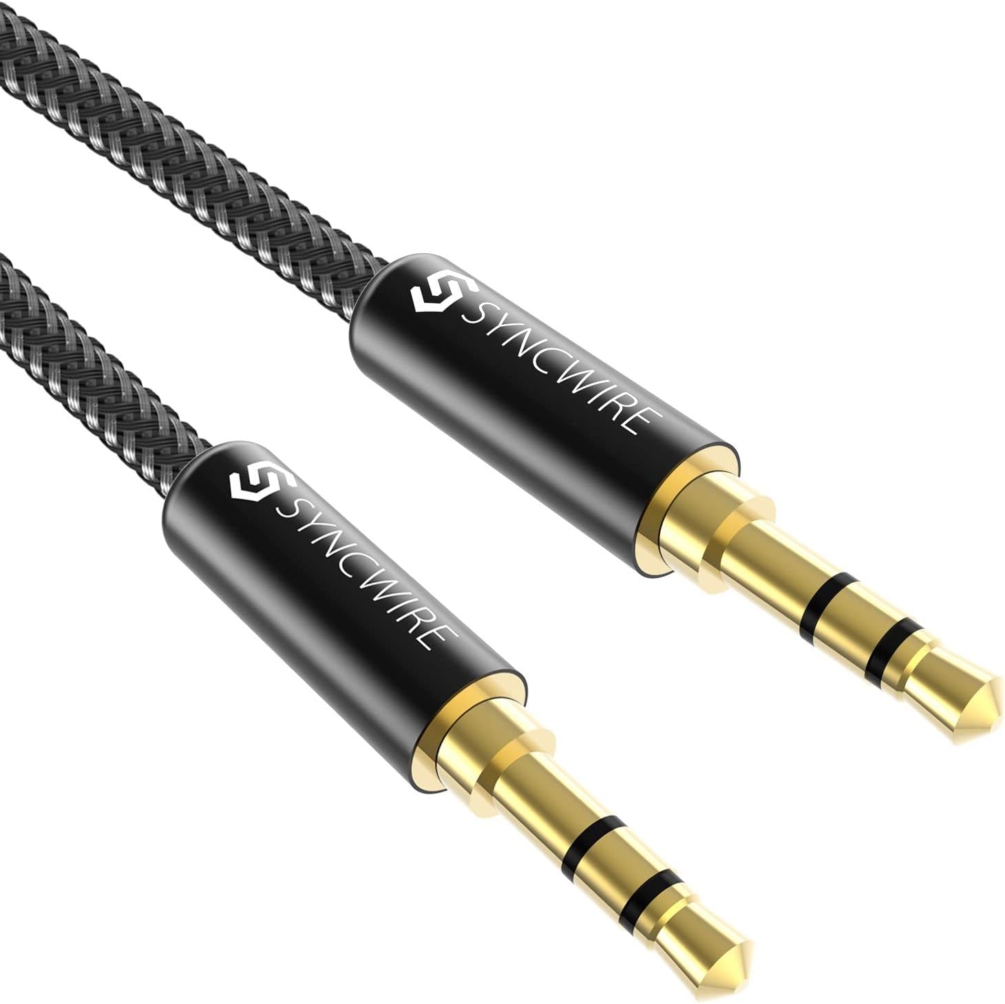 Syncwire Cable auxiliar trenzado de nailon de 0.138 in (32.8 pies, sonido de alta fidelidad), adaptador de entrada auxiliar de audio macho a macho