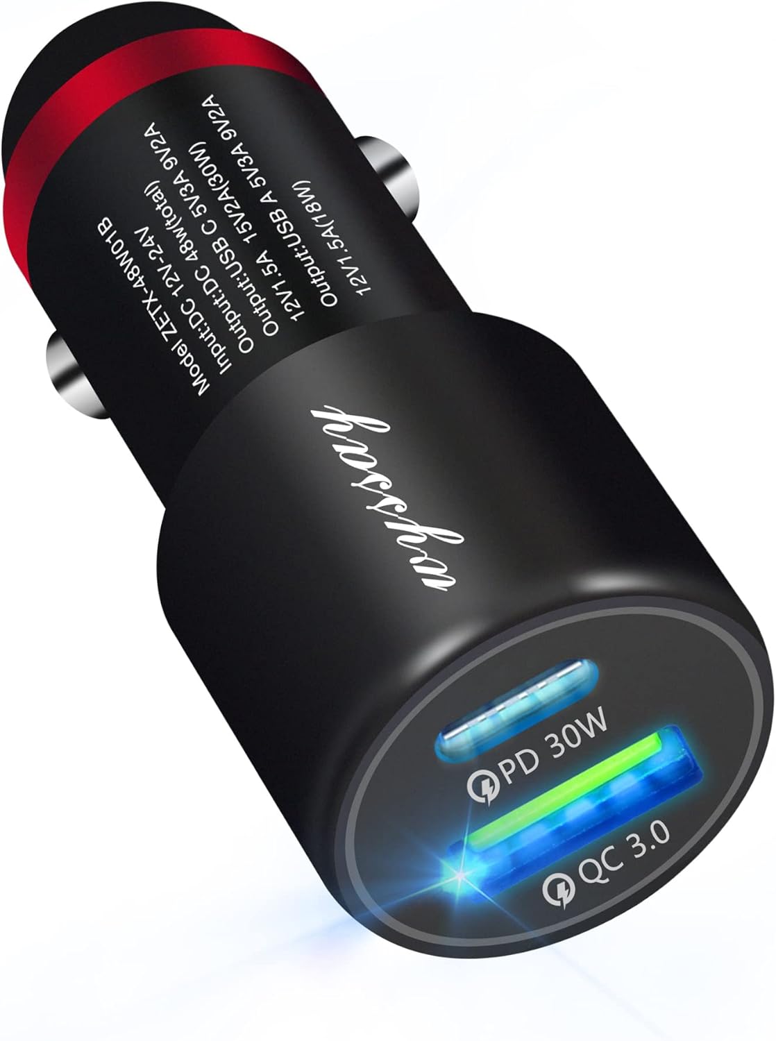 Wyssay Paquete de 1 cargador rápido de automóvil USB C de 48 W, adaptador de cargador de coche USB PD&QC 3.0 de doble puerto, cargadores de