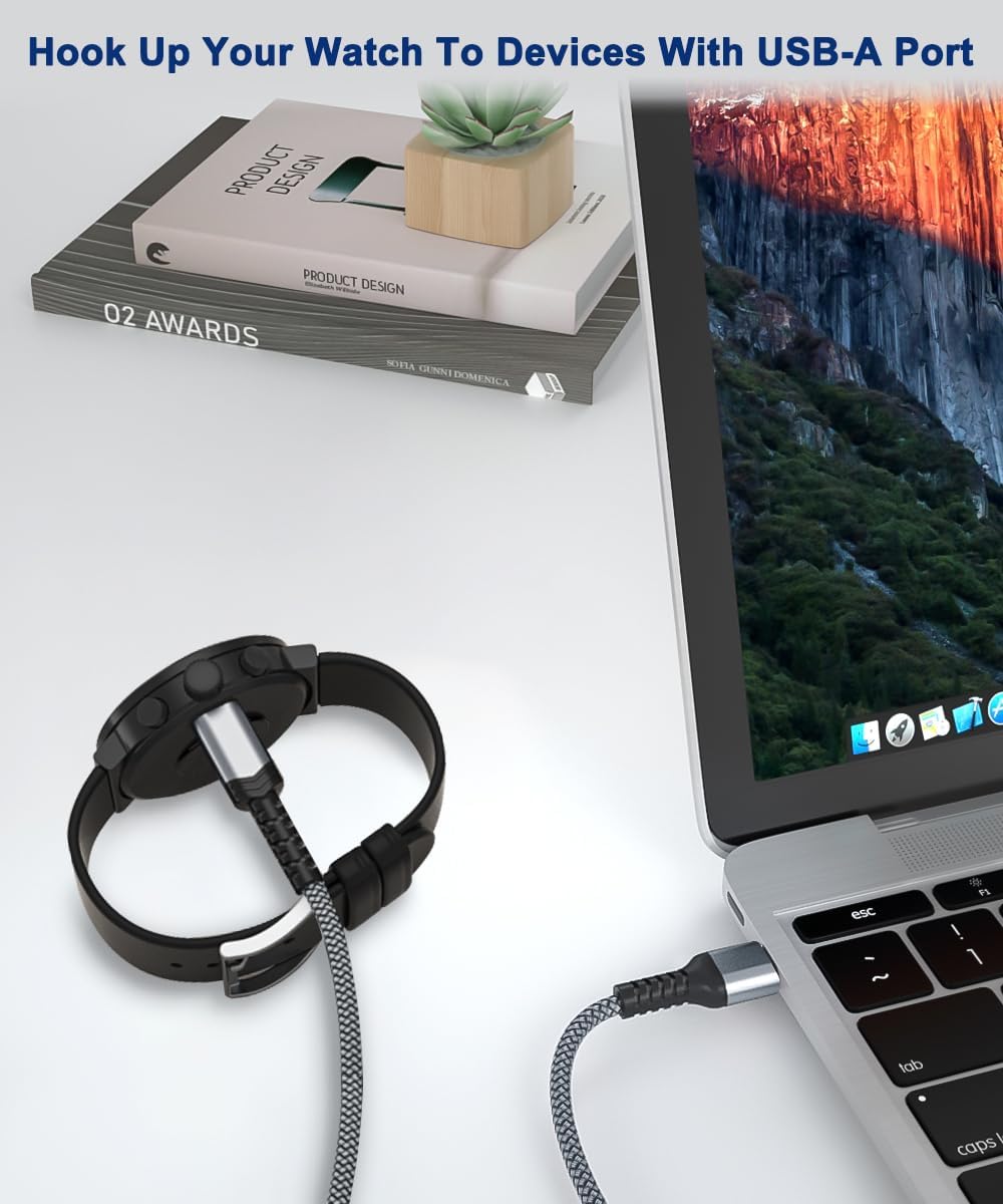 Paquete de 2 cables de carga para Garmin Watch 1.8M, cable de alimentación de nailon para Fenix 5 6 6S 6X 7 7S 7X Plus, Forerunner 745 935 945 45