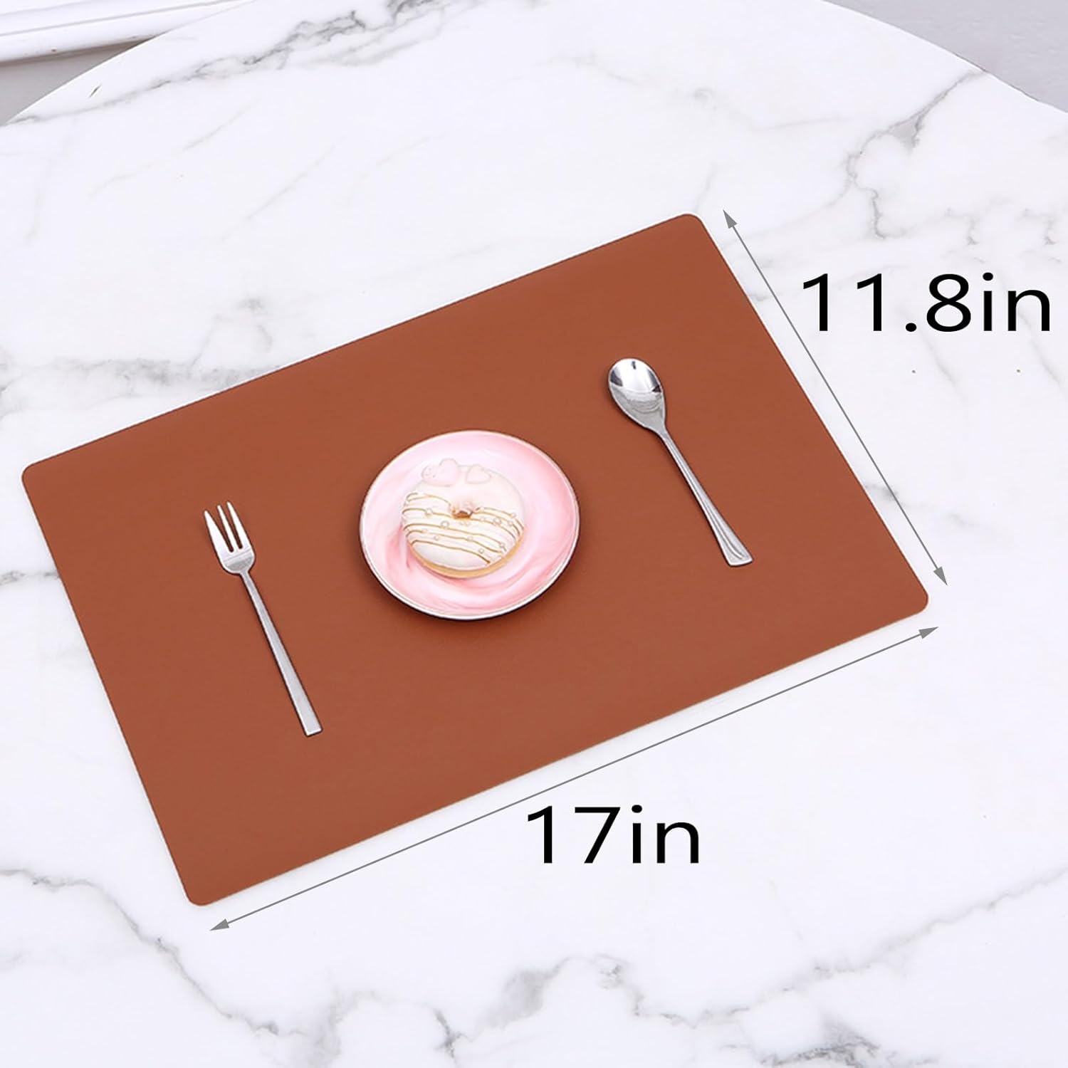 Juego de manteles individuales para mesa de comedor, manteles individuales lavables de piel sintética, resistentes al calor, antideslizantes, de