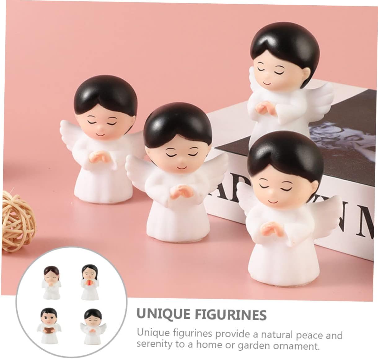 GANAZONO 12 piezas de decoración de pastel de hada de ángel, mini figuras de resina, decoración para automóvil, niño, estatuas de querubines, mini