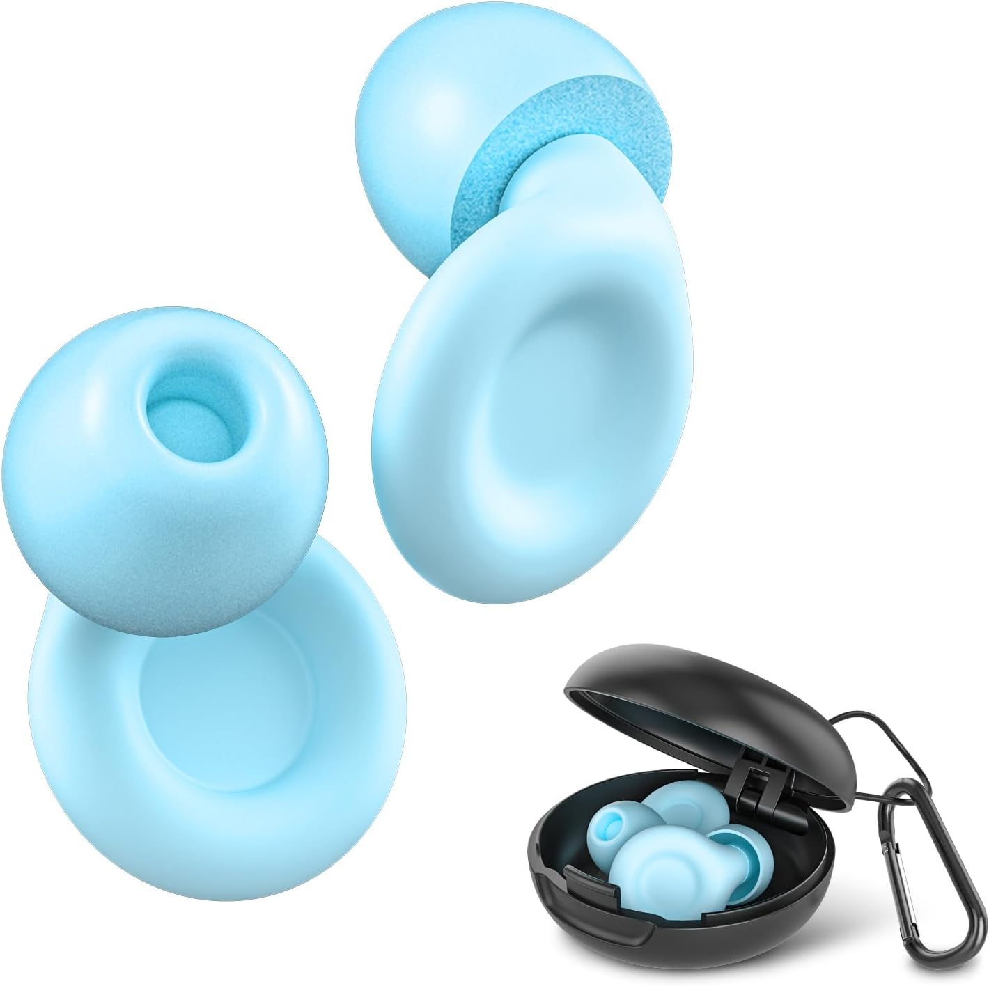 Tapones para los oídos para cancelación de ruido para dormir, 2 pares de tapones de silicona reutilizables para reducción de ruido de 25 a 33 dB con