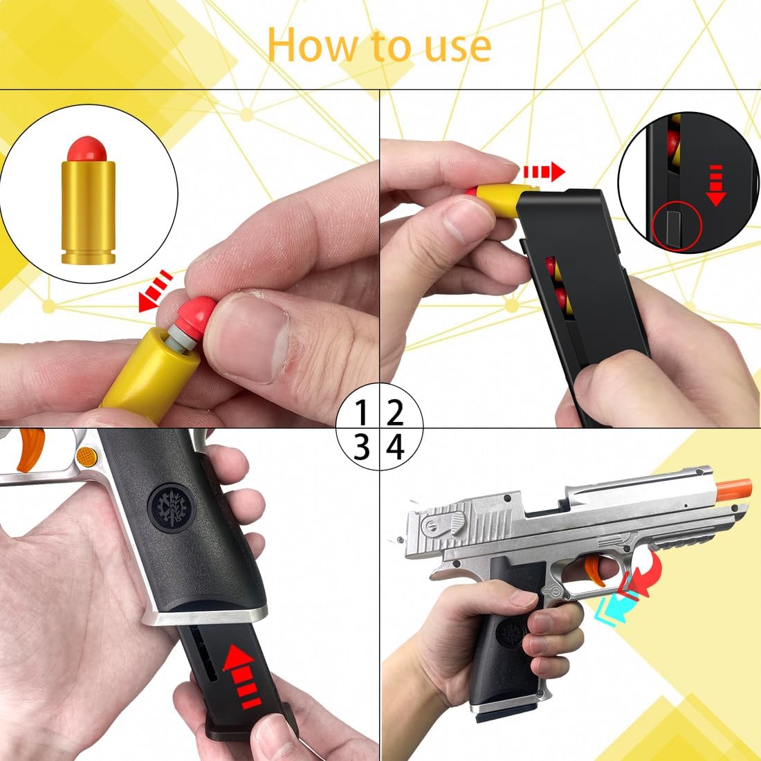 Pistola de juguete de recarga totalmente automática con carcasa de rebote, juegos de disparo, pistola de espuma suave, juguetes de modelo educativo,