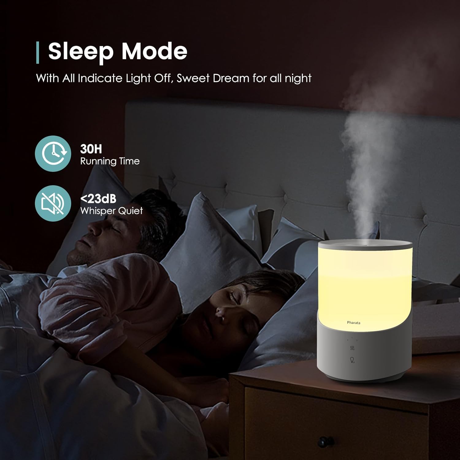 Humidificadores inteligentes para dormitorio, difusor de aceite esencial de niebla fría de 2.5 L, humidificador de llenado superior para bebé y