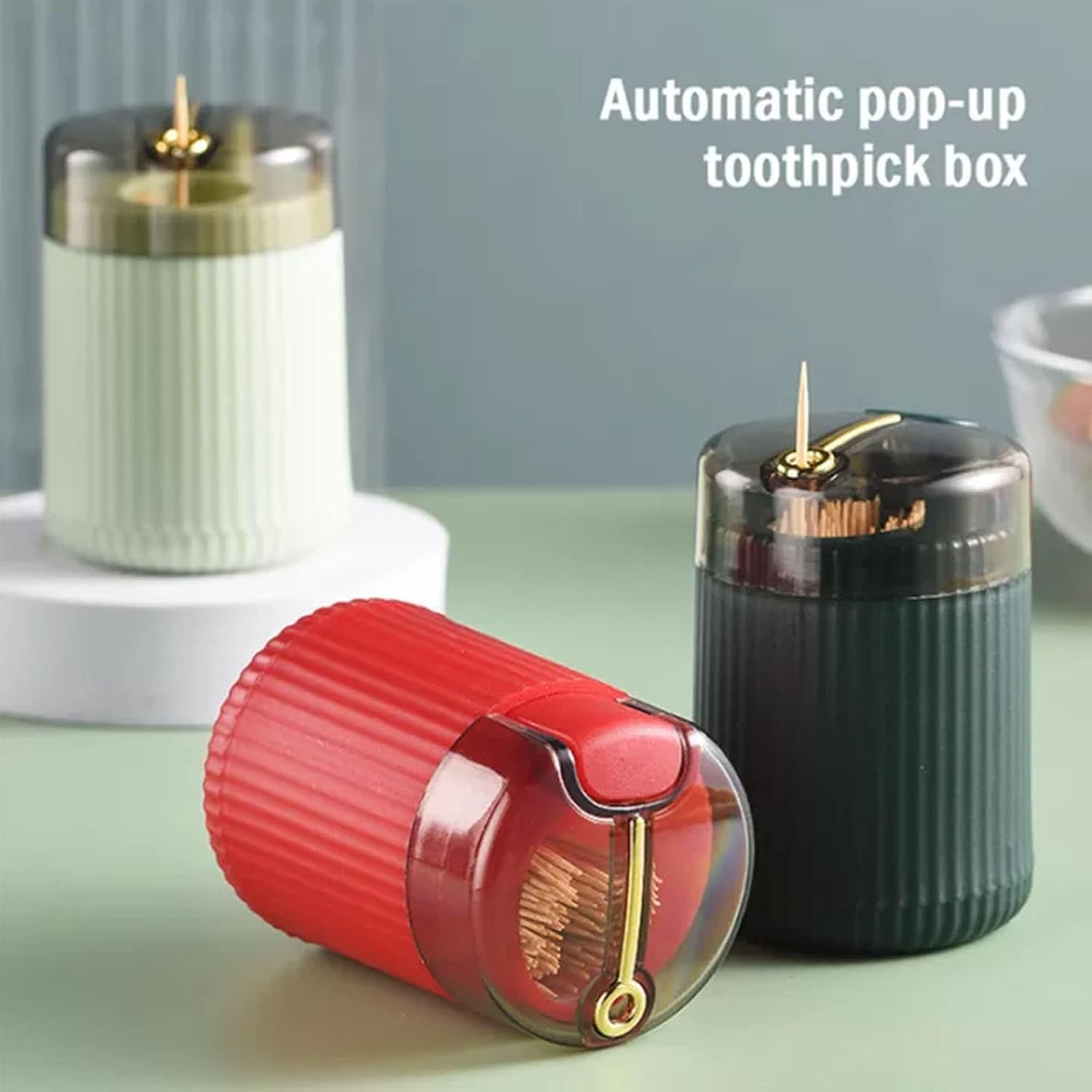 Dispensador automático de palillos de dientes, divertido dispensador automático de palillos de dientes, dispensador portátil y creativo para