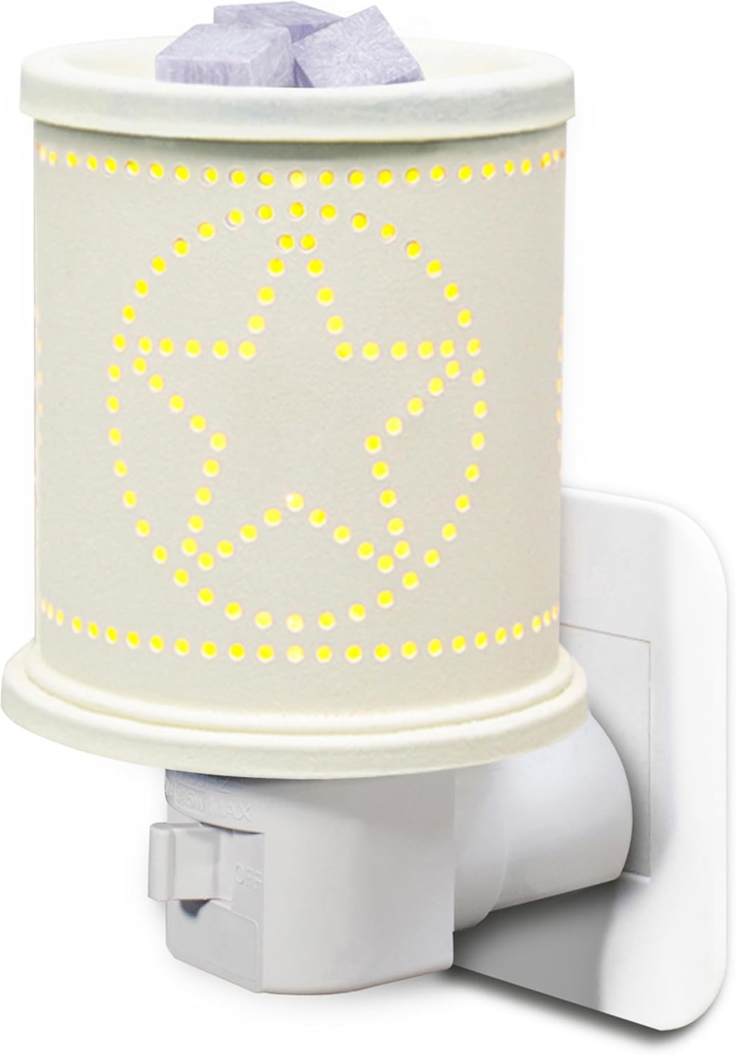 CVHOMEDECO. Calentador eléctrico de cera derretida de pared, estrellas perforadas, calentador de tarta de metal, calentador de velas decorativas