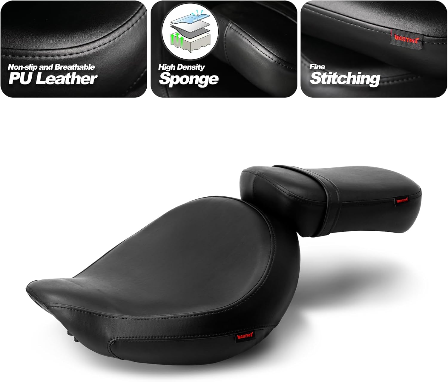 Asiento de pasajero de motocicleta con patrón de diamante costuras para Honda Shadow ACE VT750 VTC750C VTC750CD 1998 1999 2000 2001 2002 2003