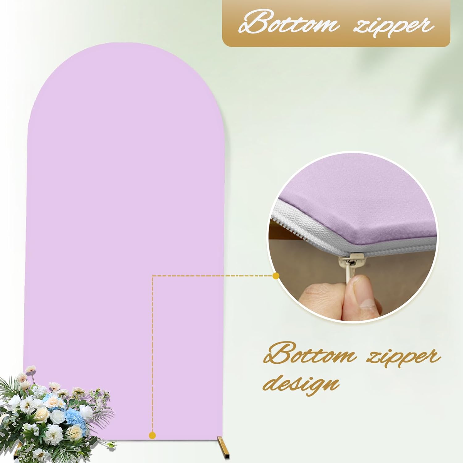 Cubierta de fondo de arco ajustable de elastano, 2 lados, lavanda, 3.3 x 6.6 pies, para boda, baby shower, decoración de fiesta de cumpleaños