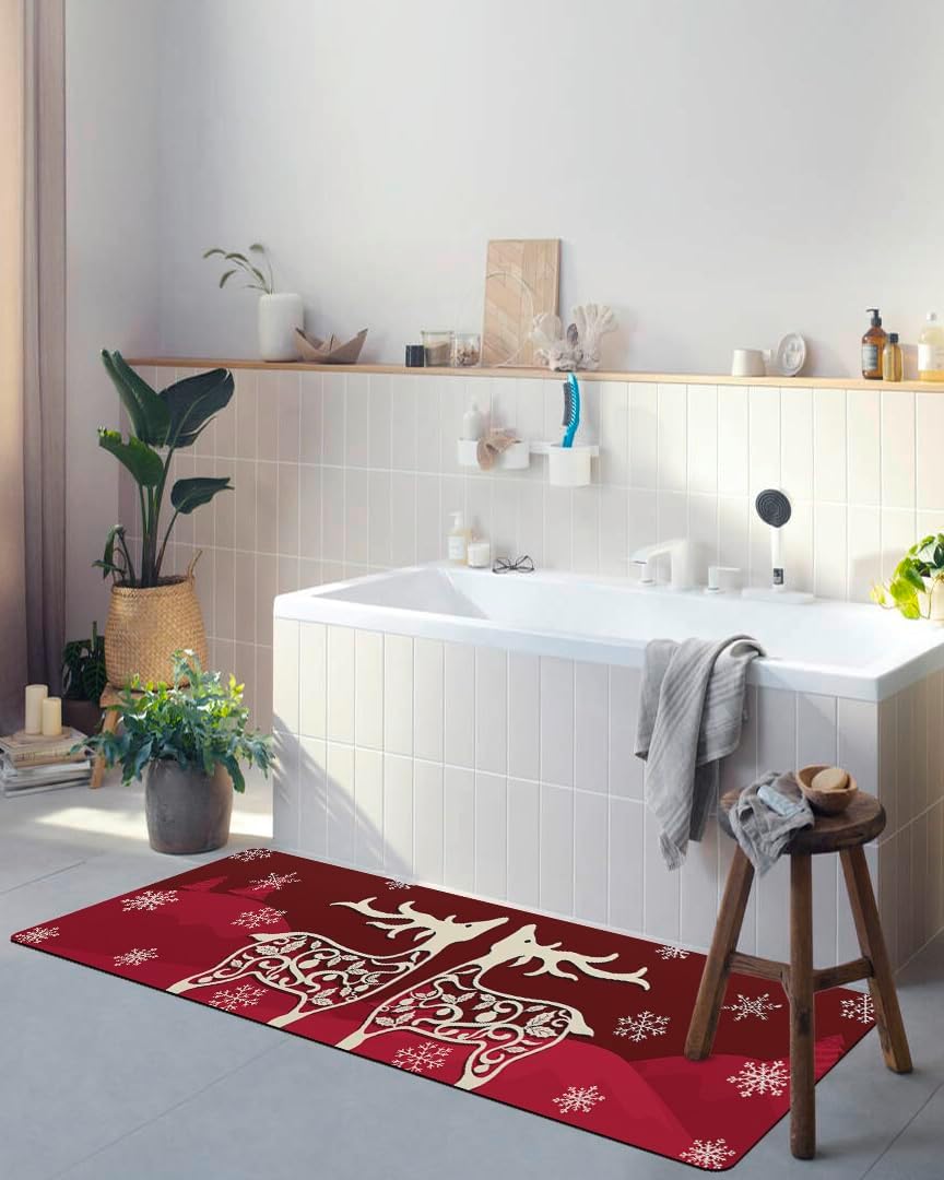 Tapete de baño de Navidad para bañera, antideslizante, de secado rápido y absorbente, tierra de diatomeas, fregadero, dormitorio, cocina, tapete