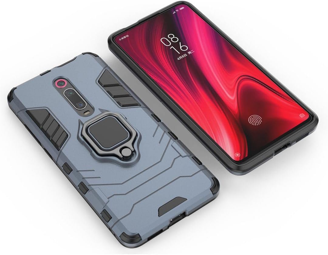 Funda para Xiaomi Mi 9T  Mi 9T Pro, Ring Kickstand Hybrid 2 en 1 PC y silicona Cubierta protectora a prueba de golpes de doble capa para Xiaomi Mi