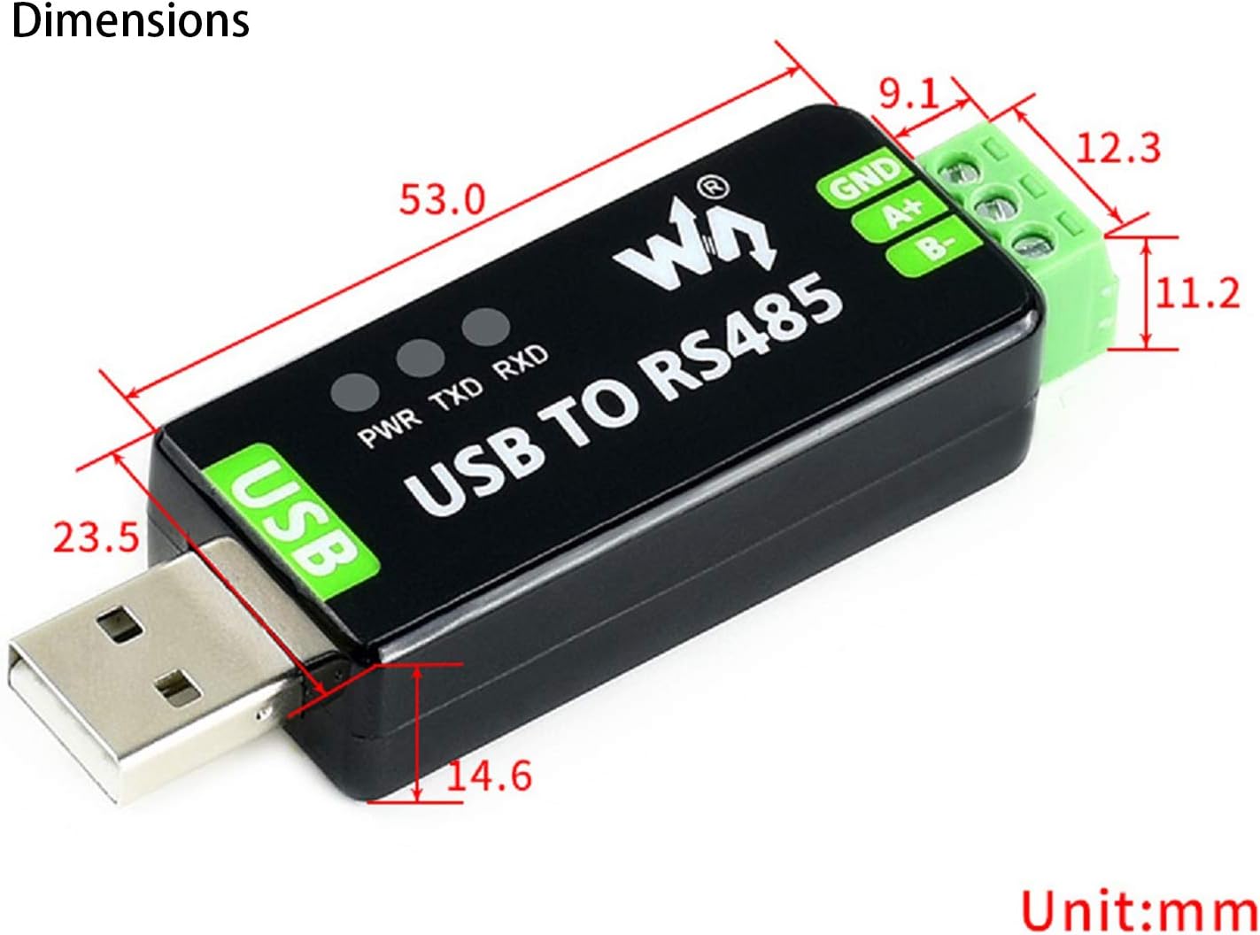 Adaptador industrial del convertidor USB a RS485 original FT232RL y SP485EEN Comunicación rápida circuitos de protección integrados Fusible
