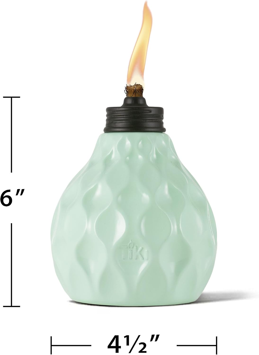 TIKI Brand 1117064 – Paquete de 3 antorchas de mesa junto al mar, antorchas para exteriores para patio y patio trasero, 6 pulgadas, blanco, verde,