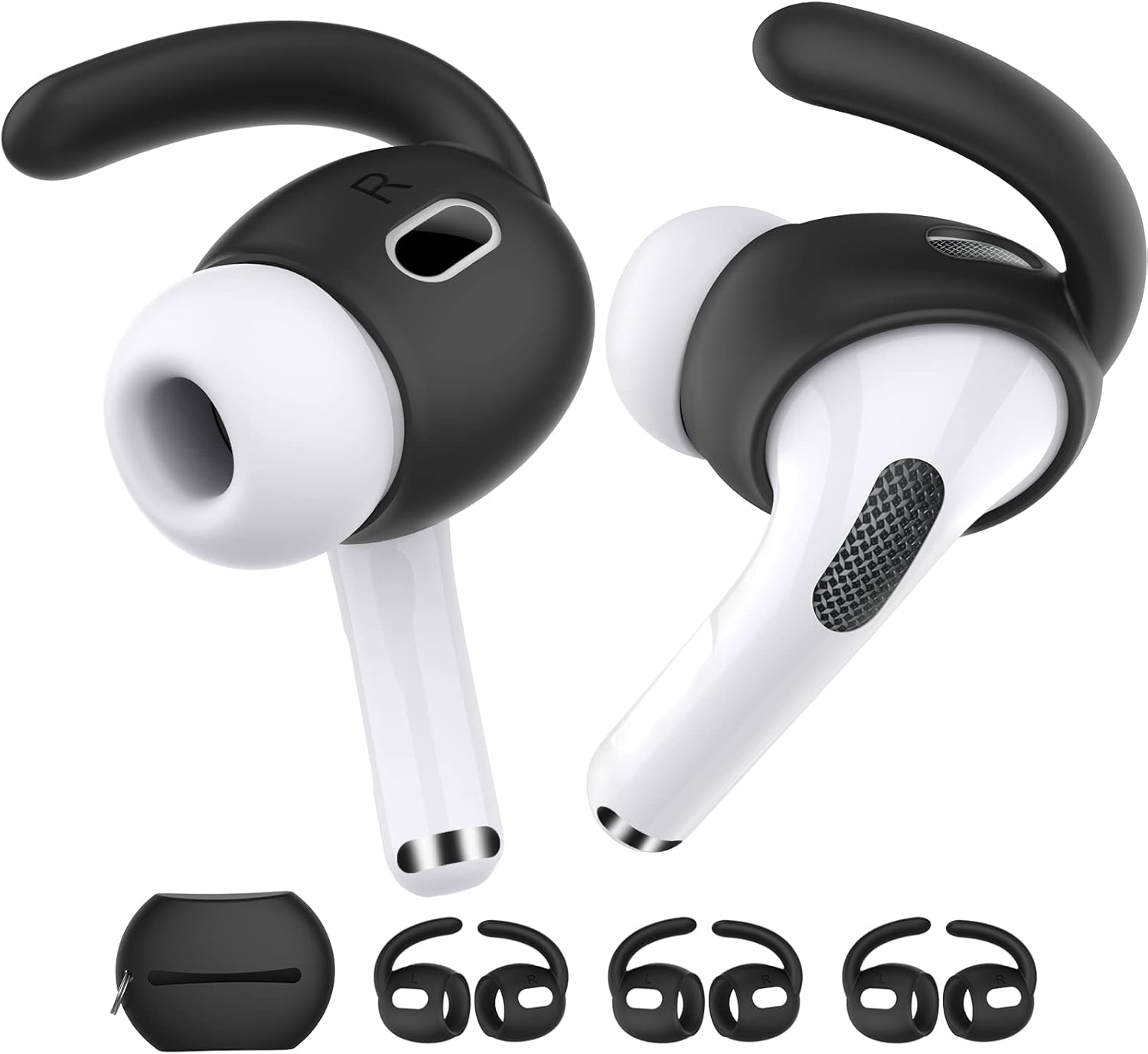 AhaStyle 3 pares de ganchos para los oídos AirPods Pro de 2 generaciónBolsa de almacenamiento añadidaFundas antideslizantes de silicona compatibles