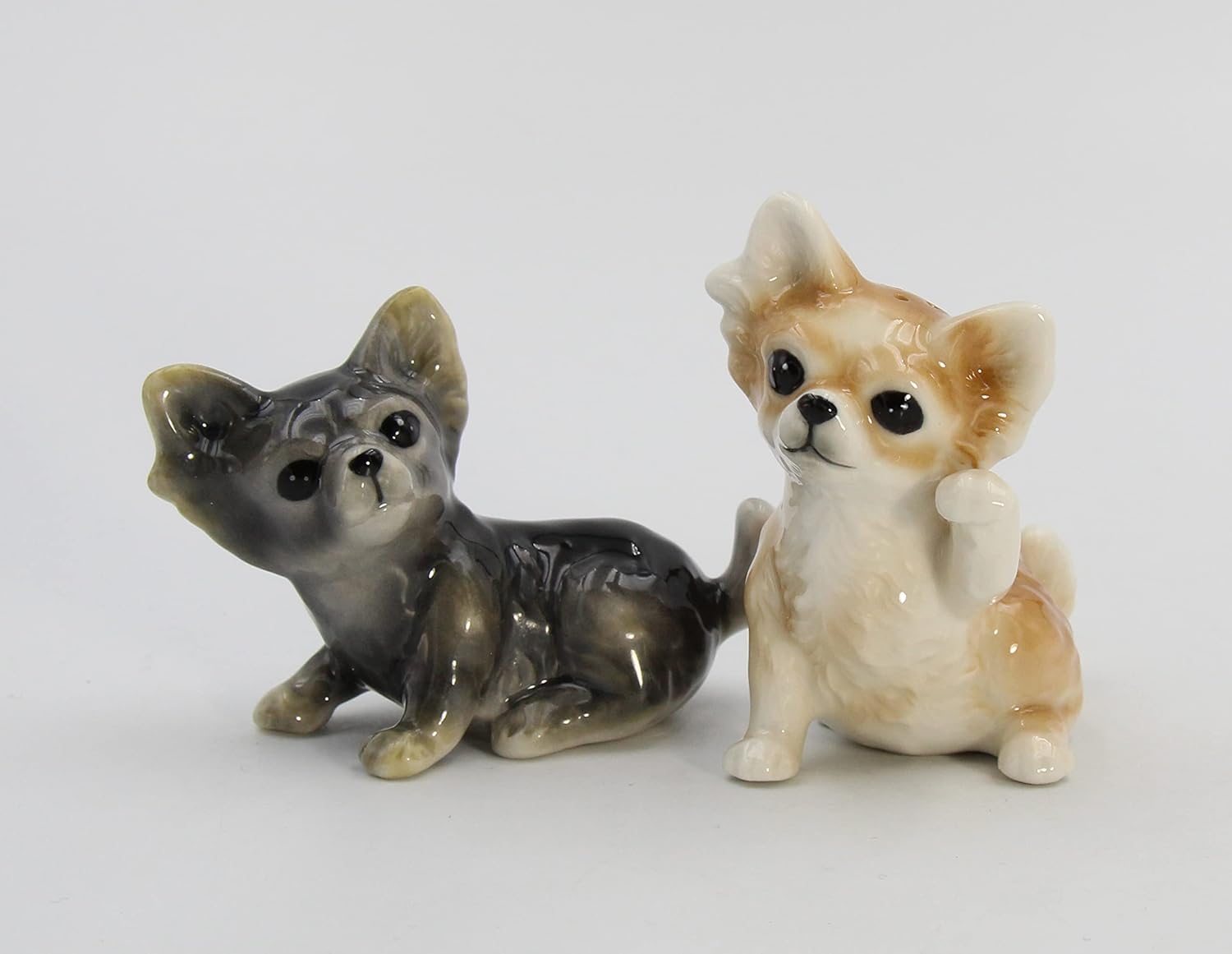 Juego de salero y pimentero de cerámica de porcelana fina para perros Chihuahua, 3-12 pulgadas de largo