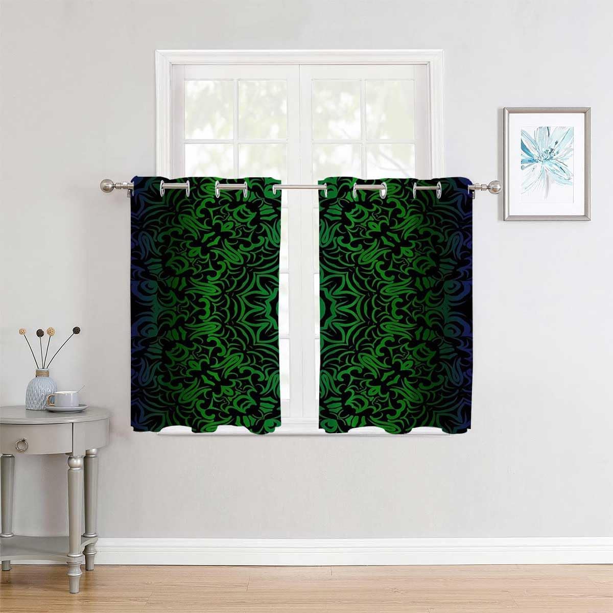 YANFENQI Cortinas para Habitacion Green Decorative Dark Temporary Doors for Hallways Curtain Divider 55Inch Width by 55Inch Length,2 Panels