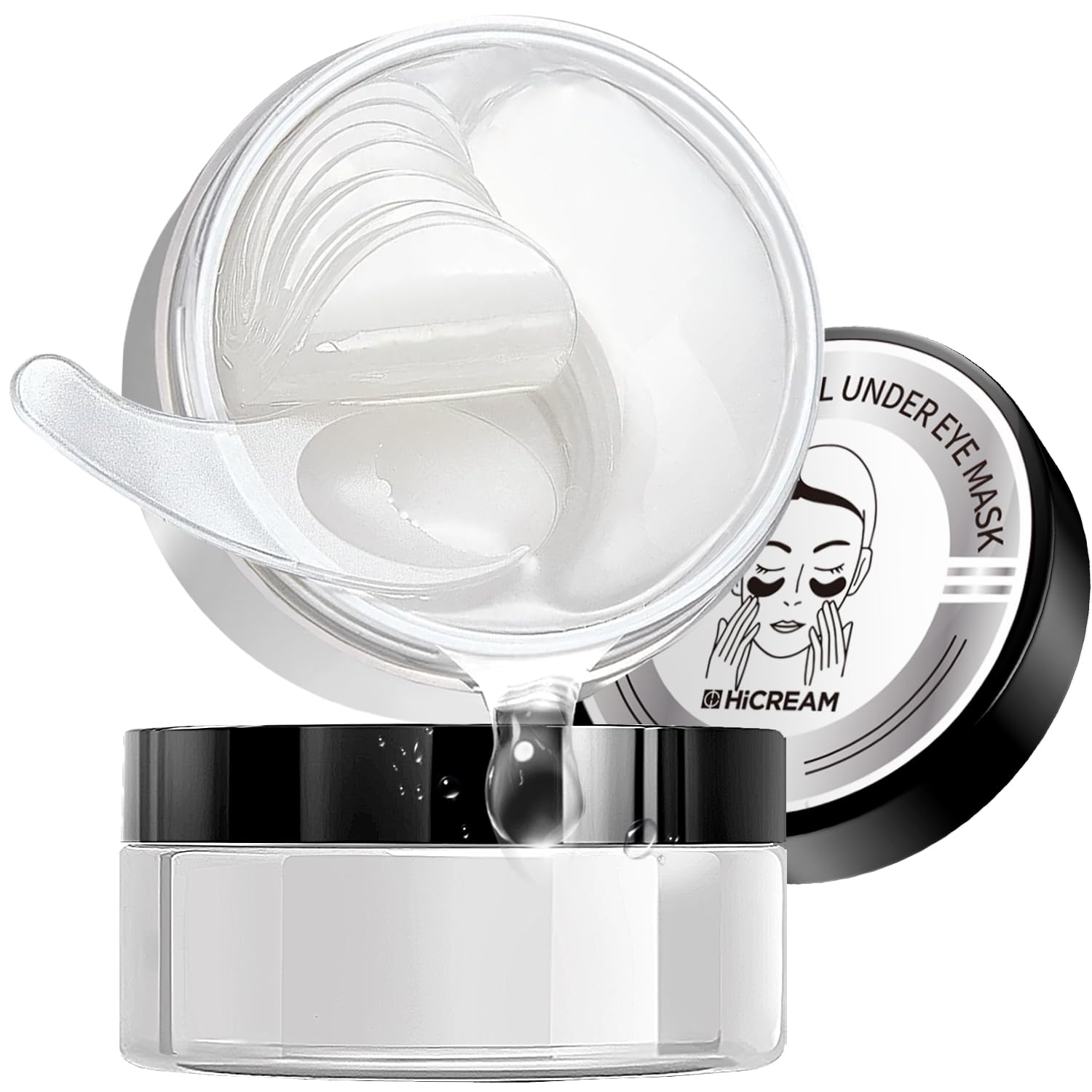 Hicream Advanced Snail Hydrogel Eye Patch 60 parches, máscara de suero de gel, tratamiento debajo de los ojos, forro fino, ojos hinchados,