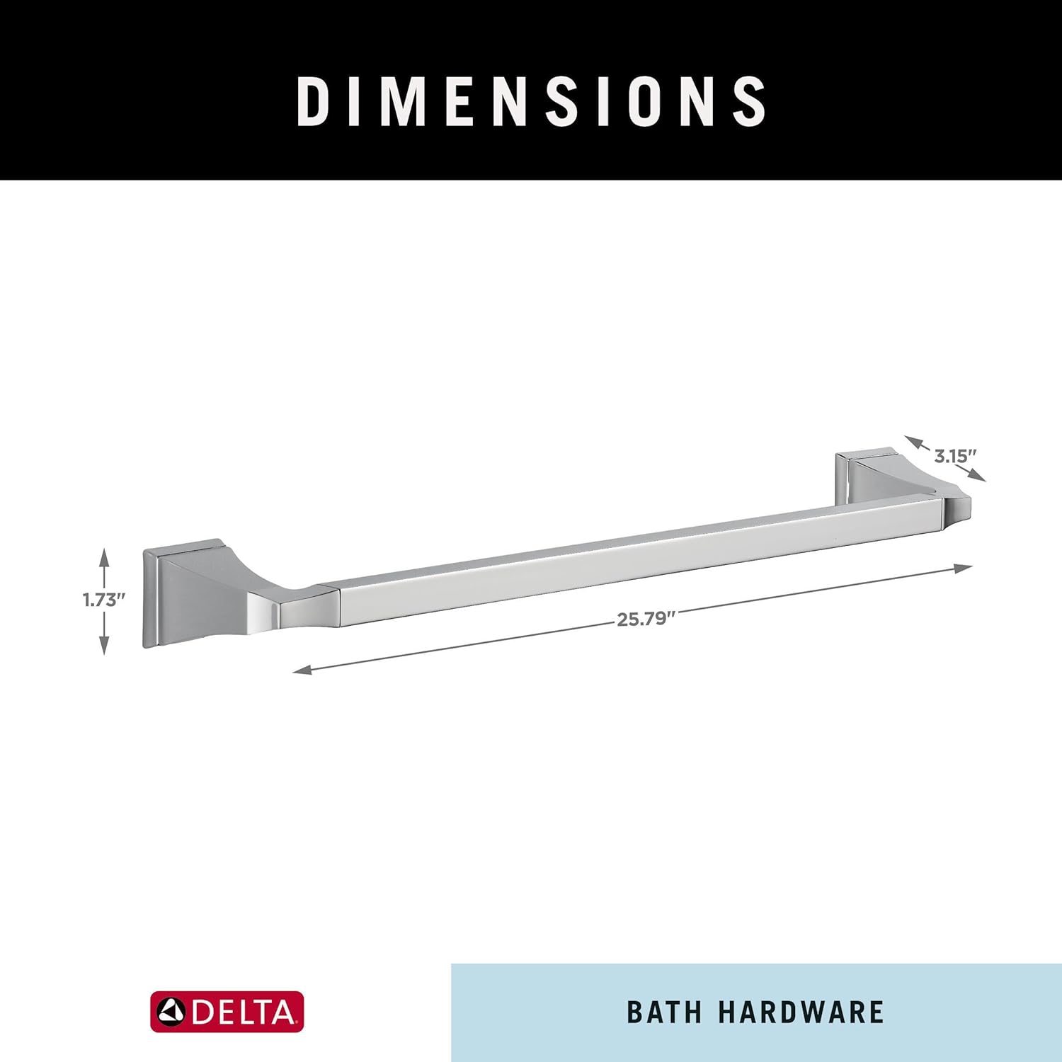 DELTA FAUCET 75124 Dryden – Toallero montado en la pared, 24 pulgadas en cromo pulido