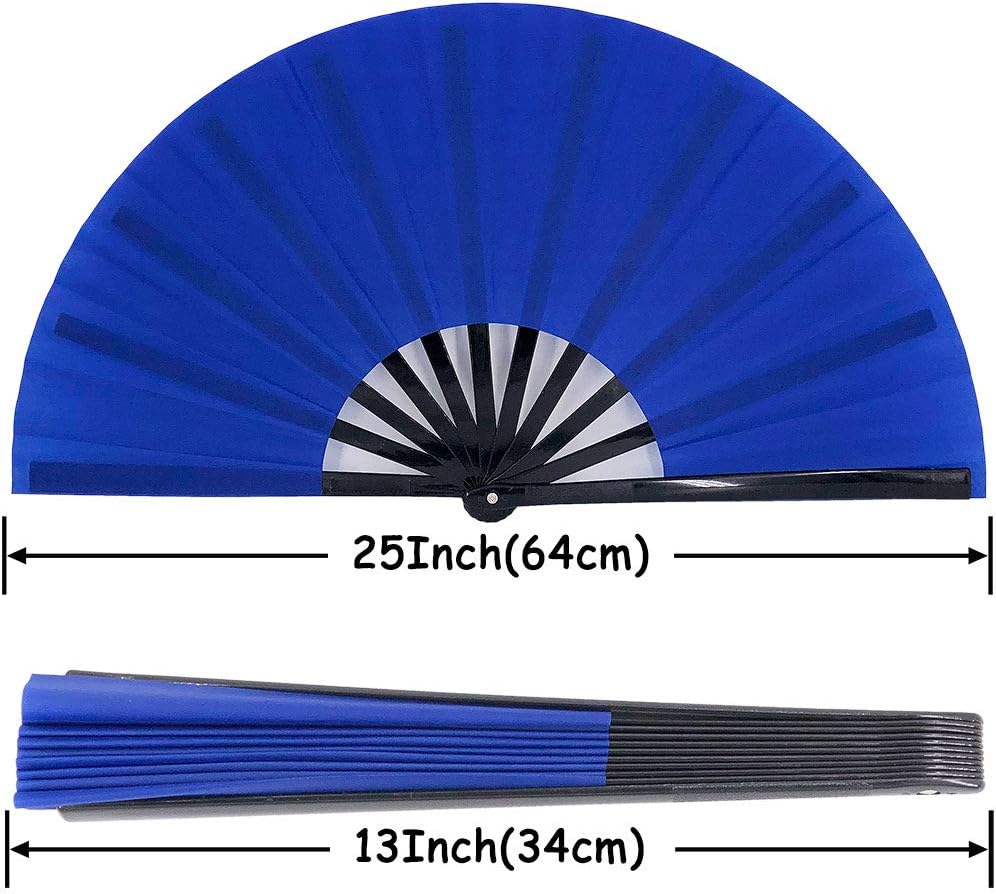 Abanicos plegables grandes, abanicos de mano para mujeres y hombres, ventiladores plegables de mano japoneses chinos para festivales de música, EDM,