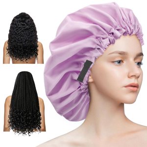 Aquior Gorro de ducha extra ajustable para mujer, de doble capa, impermeable, reutilizable, tamaño grande, para todo tipo de cabello, para niñas, Aquior Gorro de ducha extra ajustable para mujer, de doble capa, impermeable, reutilizable, tamaño grande, para todo tipo de cabello, para niñas,