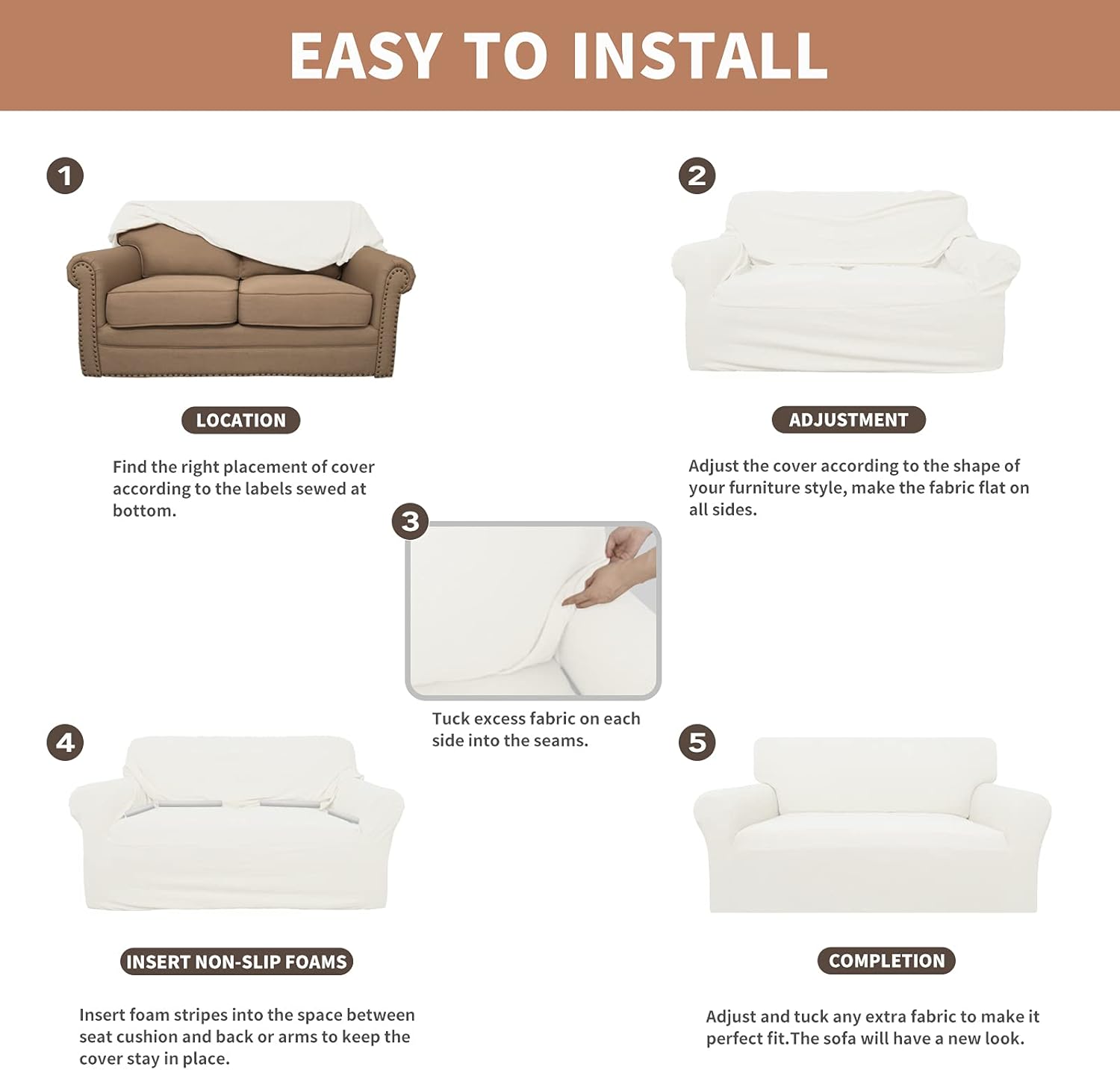 Easy-Going – Funda de sofá 100% impermeabilidad doble, diseño jacquard elástico, protector de muebles a prueba de fugas para niños, mascotas, perros