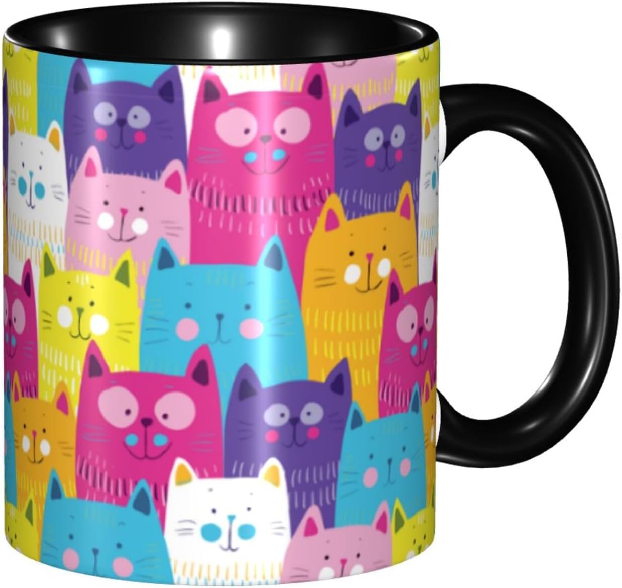 Taza de café con diseño de gato, taza de té de cerámica, regalos para hombres y mujeres, apta para lavavajillas, microondas, oficina, hogar,