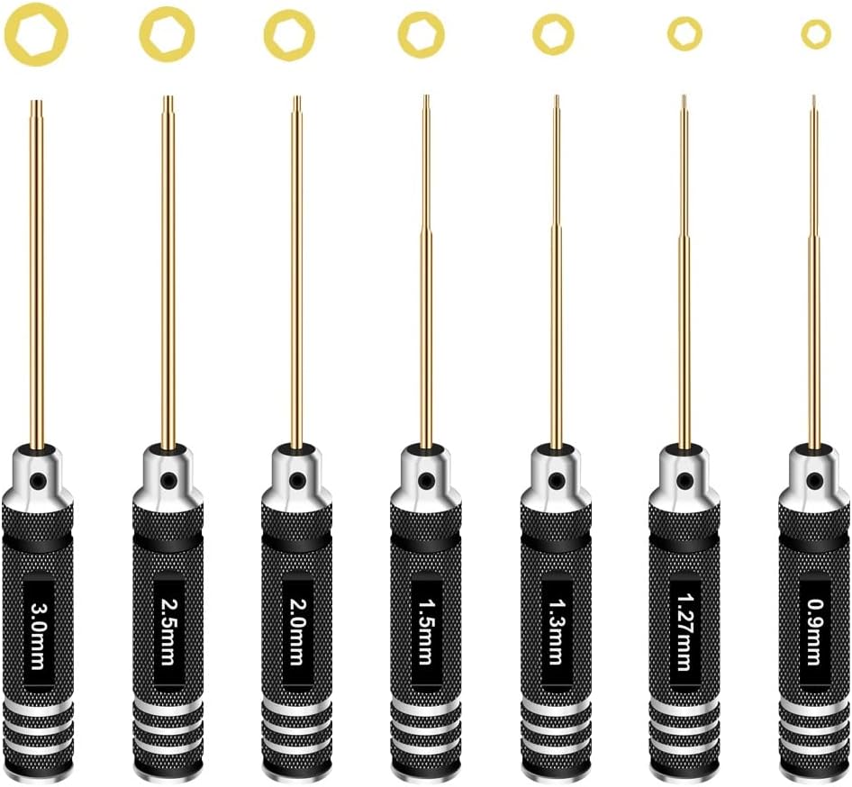HRB Juego de destornilladores hexagonales Allen de 0.035 in, 0.050 in, 0.051 in, 0.059 in, 0.079 in, 0.098 in, 0.118 in, juego de llaves Allen de