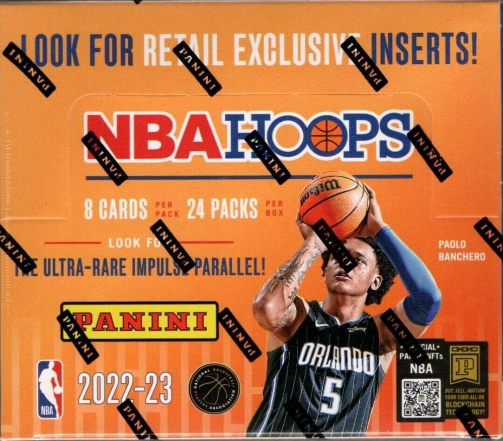 2022-23 Panini NBA Hoops Basketball Factory Sealed Retail Box 24 Packs of 8 Cards, 192 Total Cards. Look for retail box exclusive Red and Blue