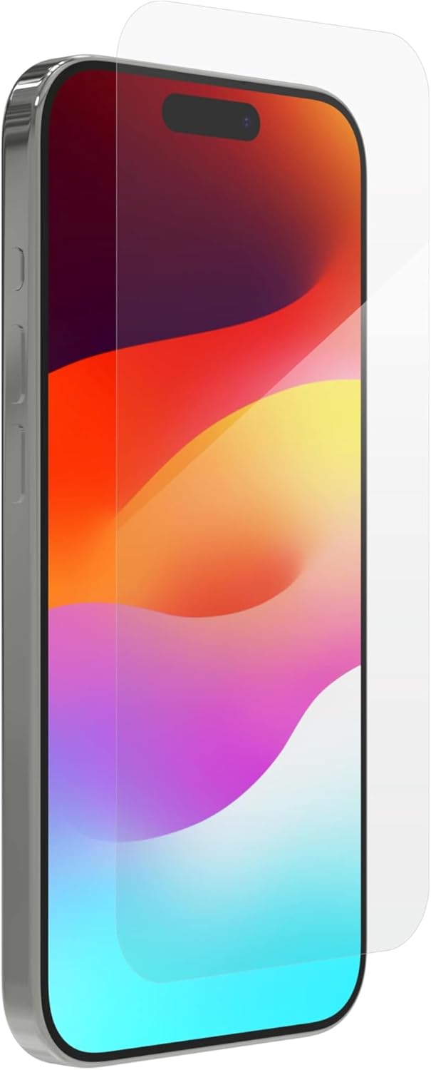 ZAGG InvisibleShield Glass Elite – Protector de pantalla para iPhone 15 Pro, 5 veces más fuerte con bordes reforzados, superficie resistente a