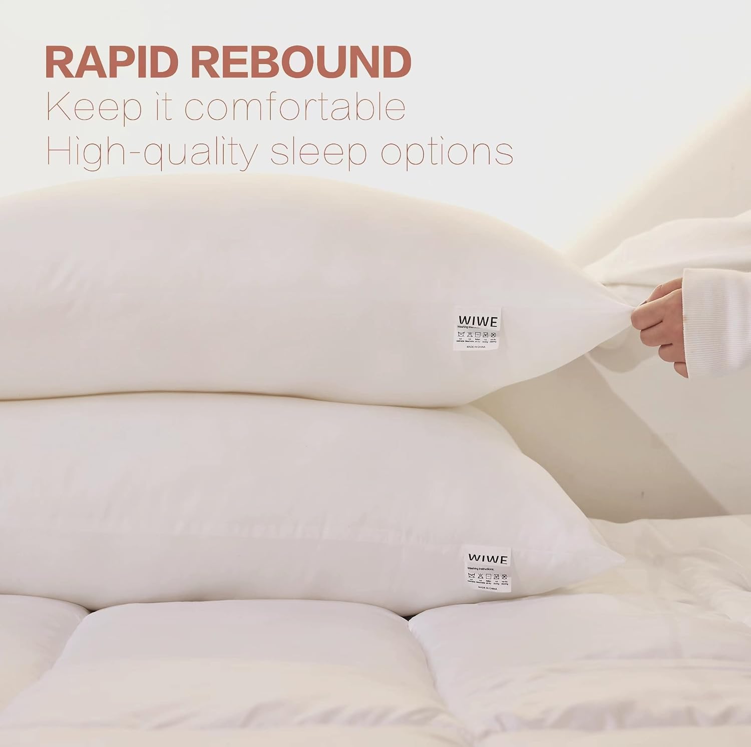 Almohadas de cama de lujo de tamaño estándar paquete de 2 almohadas alternativas de plumón súper suaves para dormir de espalda, de lado y boca abajo
