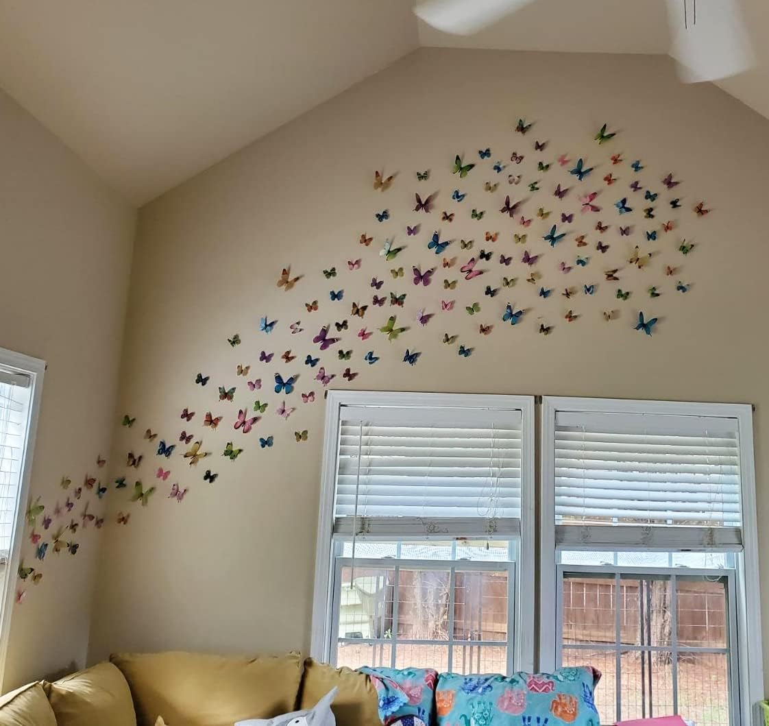 48 calcomanías de pared de mariposas 3D para pared, calcomanías de pared para decoración del hogar, habitación, habitación del bebé, decoración del