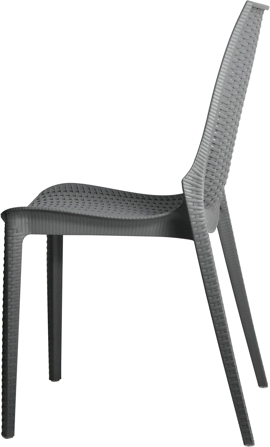 LeisureMod Kent – Silla de comedor apilable moderna para exteriores, color gris