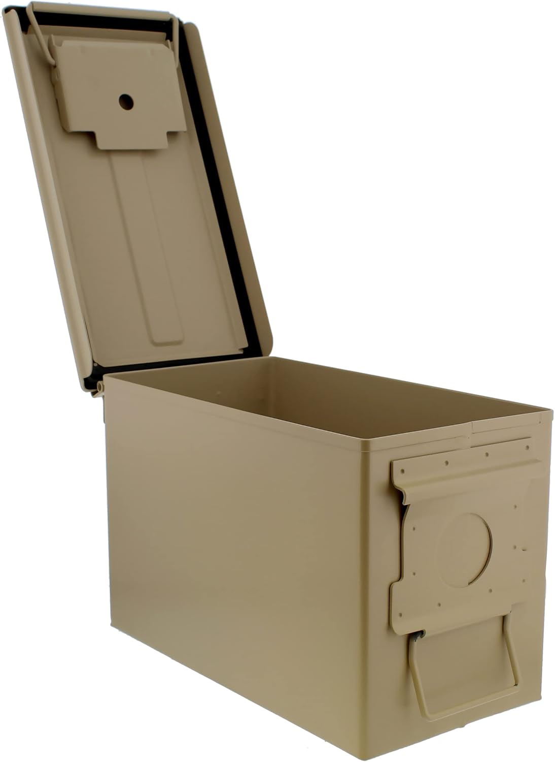 Juego de 4 cajas de munición de metal, 50 recipientes de almacenamiento de munición Cal Tan con tapas para almacenamiento militar o doméstico