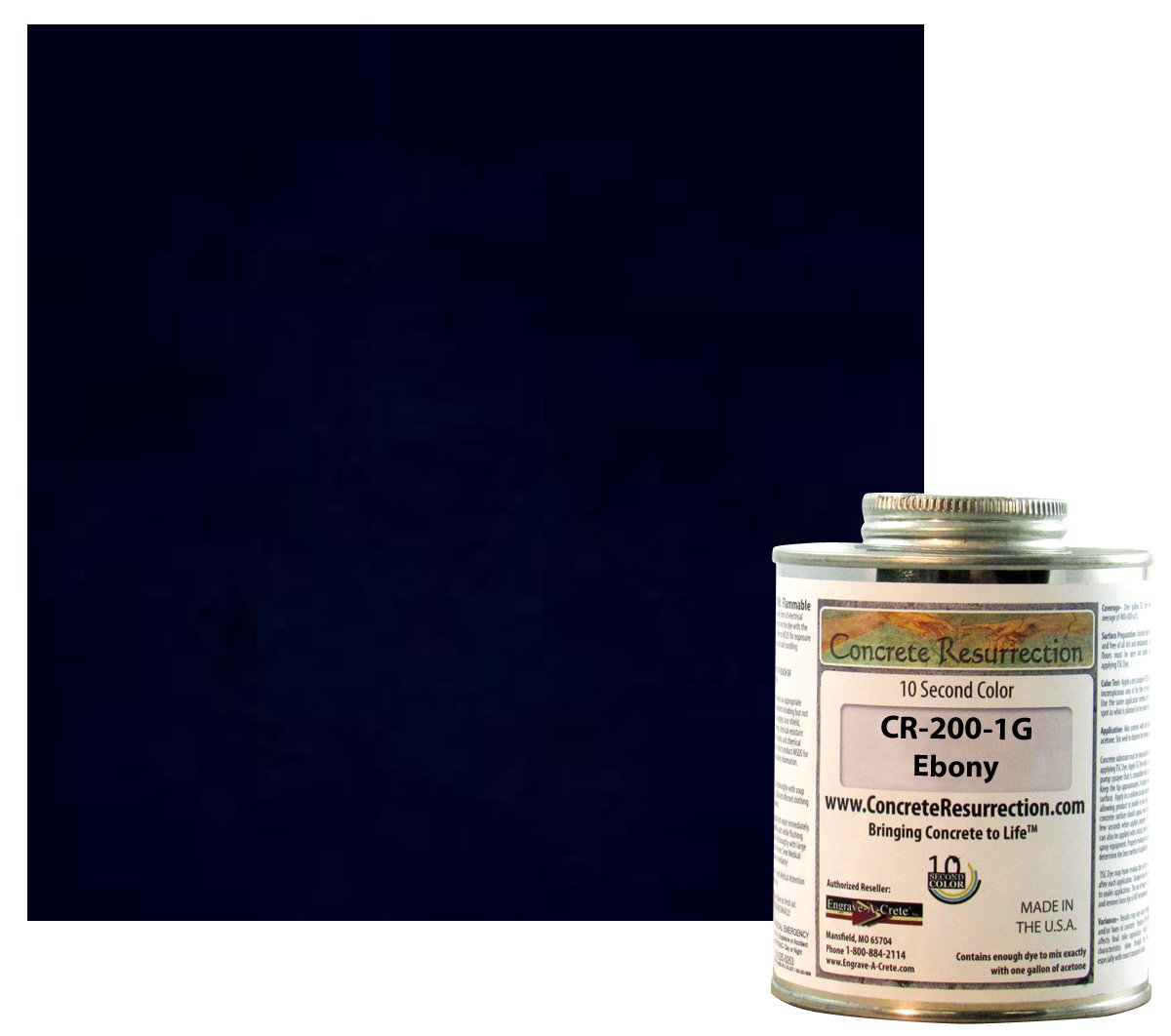 Ten Second Color (TSC) Concentrado de tinte para hormigón hace 1 galón (ébano) de grado profesional y fácil de usar. Colores llamativos brillantes.