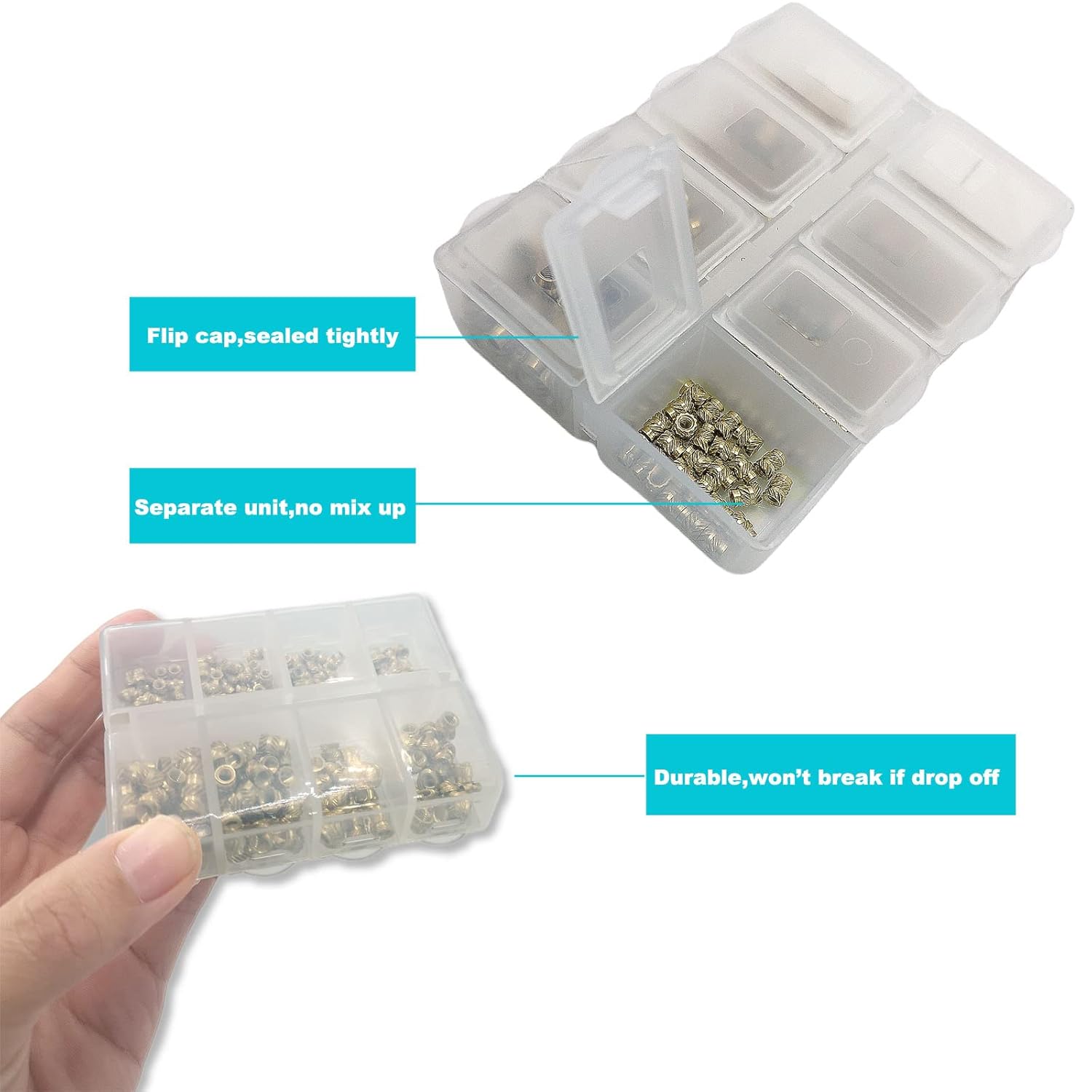 M2 M2.5 M3 Juego de calor Insertos para tuercas de inserción de latón roscado de plástico para impresión 3D 170pcs